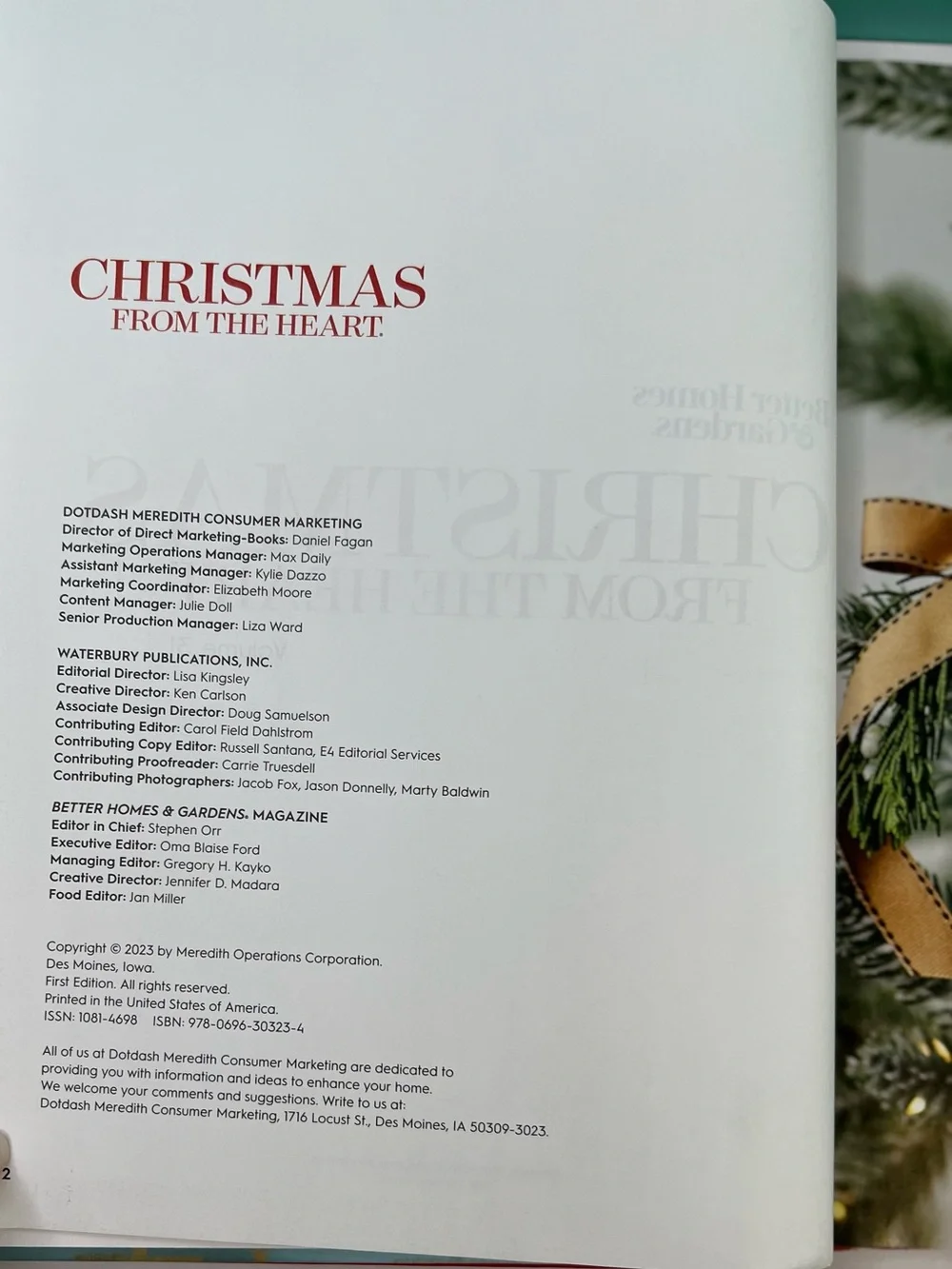 Better Homes And Gardens Holiday Cookbook with Red & Green Cover Accents